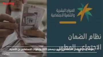 موعد إيداع الضمان الاجتماعي لشهر ديسمبر 2025 وخطوات الاستعلام عن الأهلية